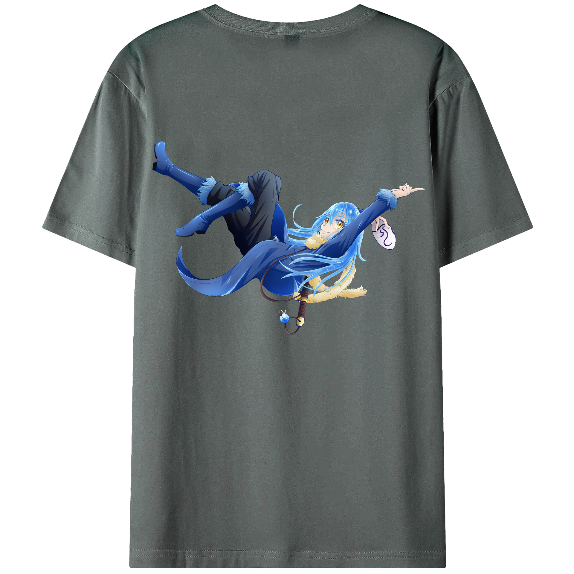 （画像用） 転スラ Regarding Reincarnated to Slime 綿100％ メンズ半袖Tシャツ（バックプリント） 通気性